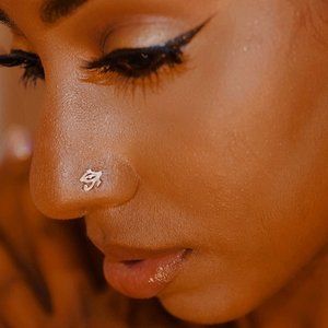 14kt Eye of Horus Nosestud Ancient Egyptian 14kt Solid Yellow Gold L-shape